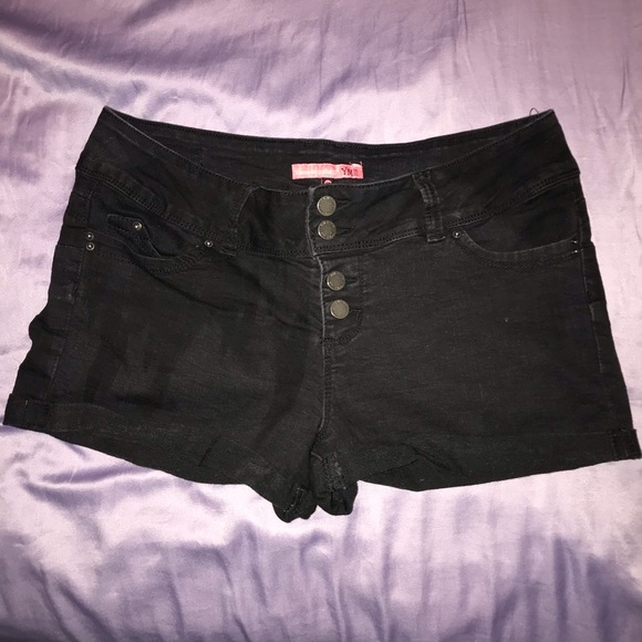 Black Denim Shorts - Picture 1 of 3